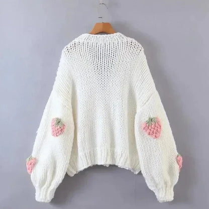 Schattig Aardbeien Vest - Dames - Warm, Trendy en Perfect voor Herfst en Winter