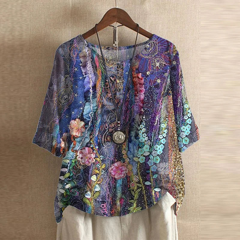 Retro damesblouse - vintage stijlvolle vrouwelijke blouse