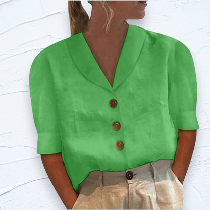 Blouse - Katoen en Linnen - met Knoopdetails