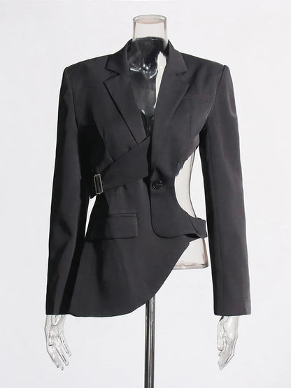 Asymmetrische Blazer - Grijs - 100% Polyester