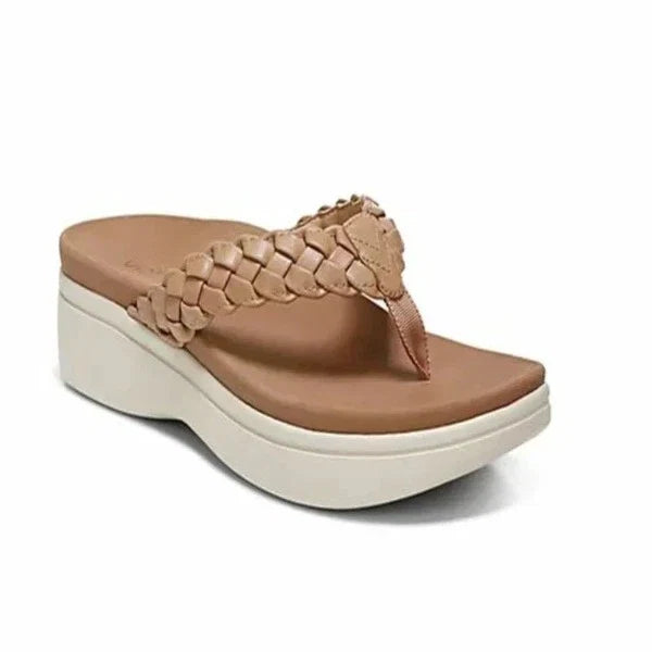 Teenslippers dames met voetboogondersteuning in bruin