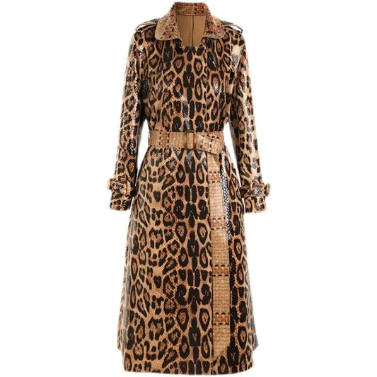 Trenchcoat Dames jas - Veganistisch Leer - Dubbel Geknoopt