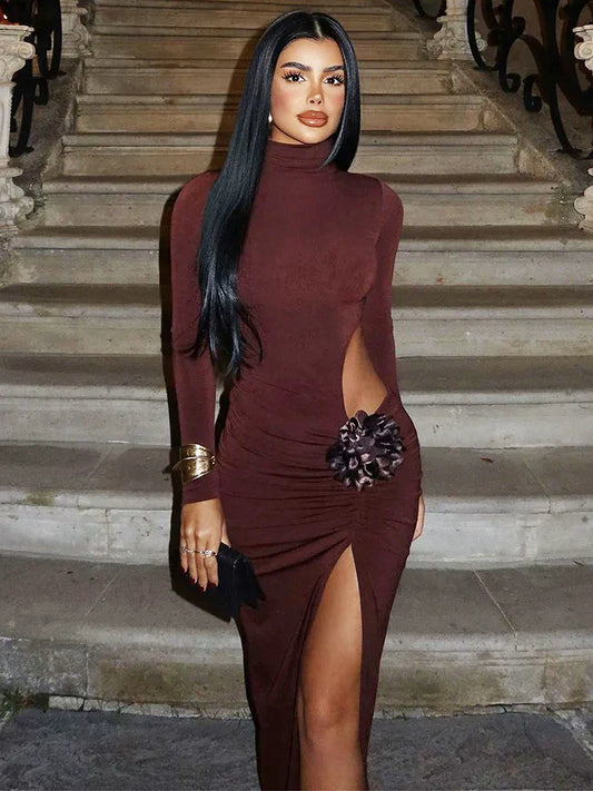 Maxi Jurk – Elegante Lange Jurk met Turtleneck & Comfortabele Pasvorm