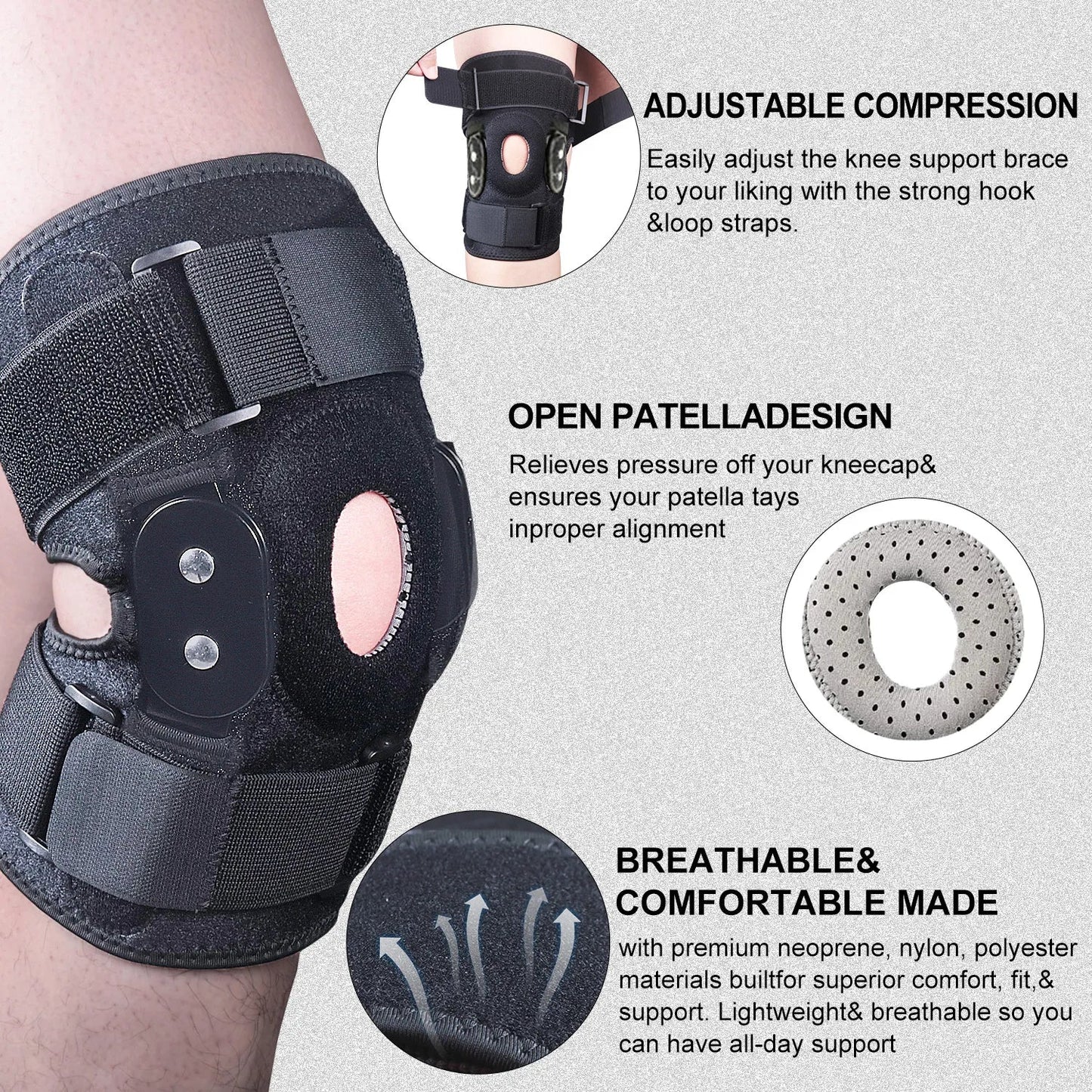 Kniebrace - unisex - Verstelbaar Scharnierend voor Optimale Ondersteuning en Comfort