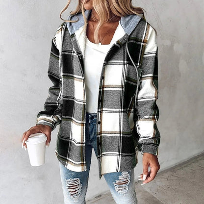 Geruite Overhemdjas met Capuchon - Casual Jas voor Lente en Herfst