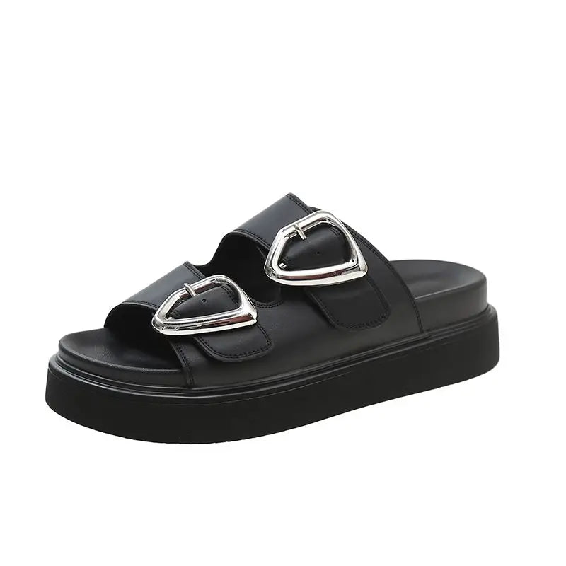 Sandalen voor Dames met Comfortabele Zool en Leren Bandjes