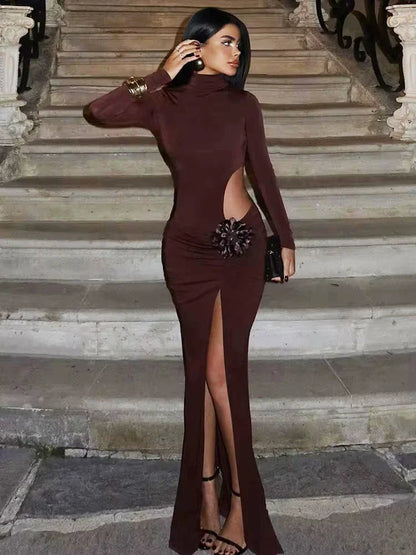 Maxi Jurk – Elegante Lange Jurk met Turtleneck & Comfortabele Pasvorm