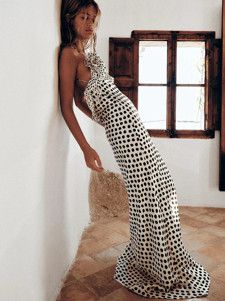 Maxi jurk dames met stippenprint