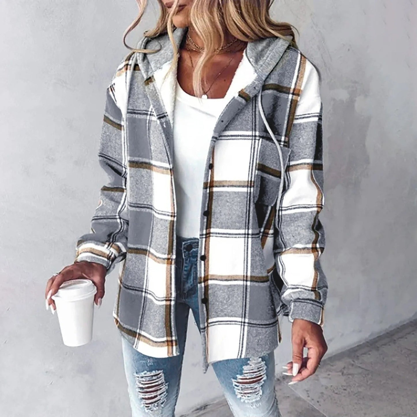 Geruite Overhemdjas met Capuchon - Casual Jas voor Lente en Herfst