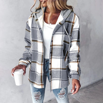 Geruite Overhemdjas met Capuchon - Casual Jas voor Lente en Herfst