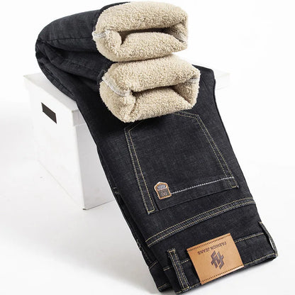 Denim Jeansbroek Man - Winter - Warme Fleece Binnenvoering - Comfortabele Pasvorm - Ideaal voor Koude Dagen