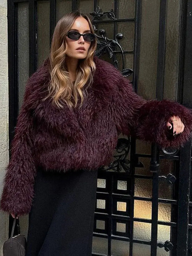 Dames Ferryhill Faux Fur Jas - Luxe in Diep Bourgogne