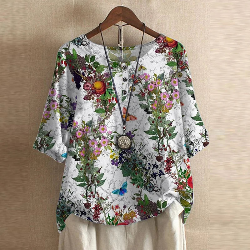 Retro damesblouse - vintage stijlvolle vrouwelijke blouse