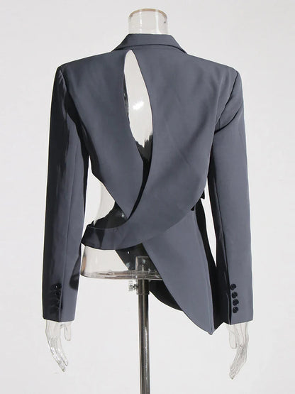 Asymmetrische Blazer - Grijs - 100% Polyester