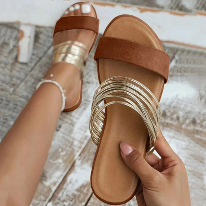 Comfortabele sandalen dames kastanjebruin - orthopedisch voetbed