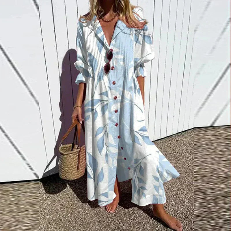 Kleurrijke bloemen maxi jurk dames - luchtige vrolijke lange zomerjurk