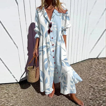 Kleurrijke bloemen maxi jurk dames - luchtige vrolijke lange zomerjurk