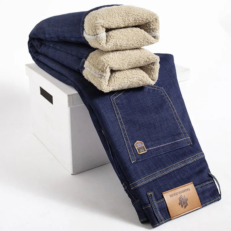 Denim Jeansbroek Man - Winter - Warme Fleece Binnenvoering - Comfortabele Pasvorm - Ideaal voor Koude Dagen