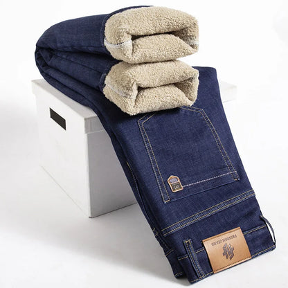 Denim Jeansbroek Man - Winter - Warme Fleece Binnenvoering - Comfortabele Pasvorm - Ideaal voor Koude Dagen