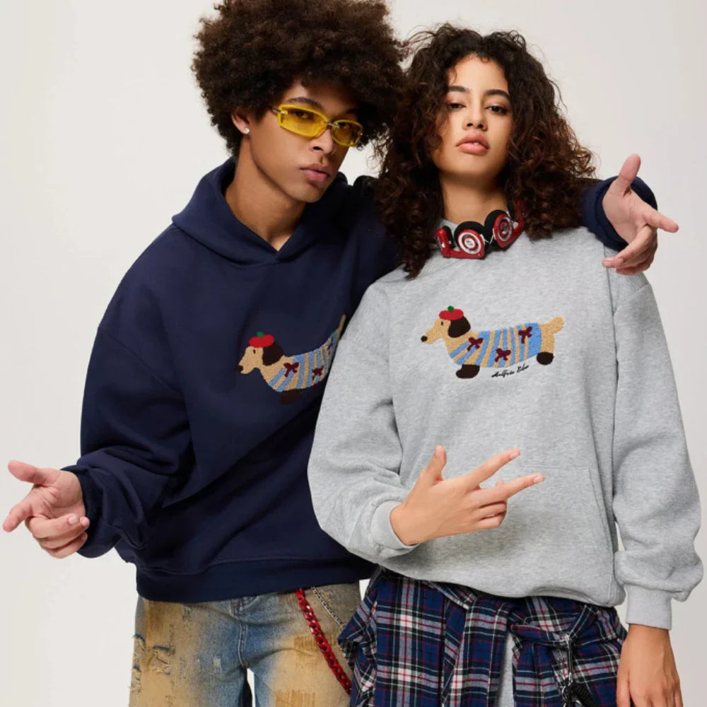 Oversize Hoodie met Geborduurd Hondenmotief - Comfortabel en Casual - Unisex
