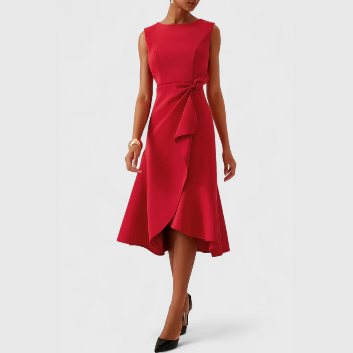 Asymmetrische Midi Jurk Dames | Gedrapeerd Vrouwelijk Design