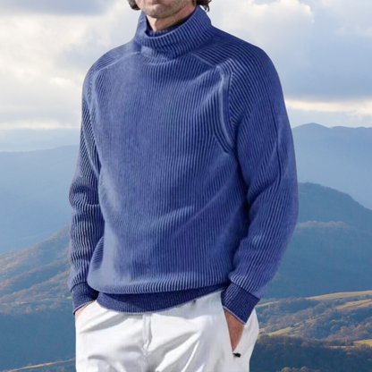 Grofgebreide coltrui heren in Kobaltblauw