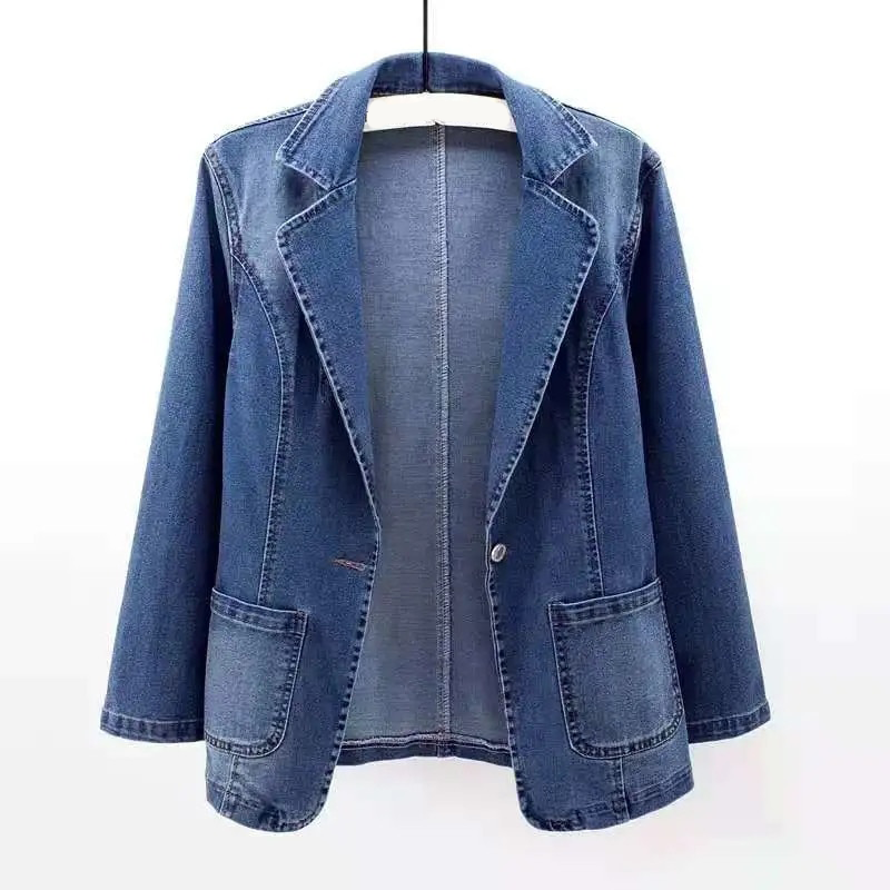 Denim Blazer - Vrouw - Premium Denim - Organisch en Duurzaam - Comfortabele Pasvorm, Kreukvrij