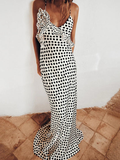 Maxi jurk dames met stippenprint