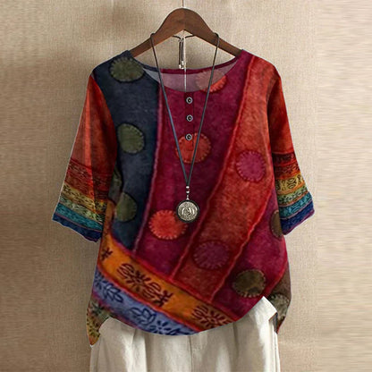 Retro damesblouse - vintage stijlvolle vrouwelijke blouse