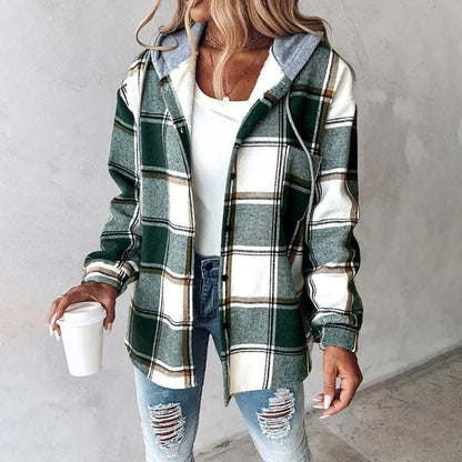 Geruite Overhemdjas met Capuchon - Casual Jas voor Lente en Herfst