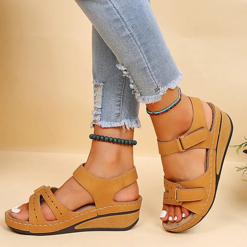 Dames Sandalen van Leer met Rubberen Zool