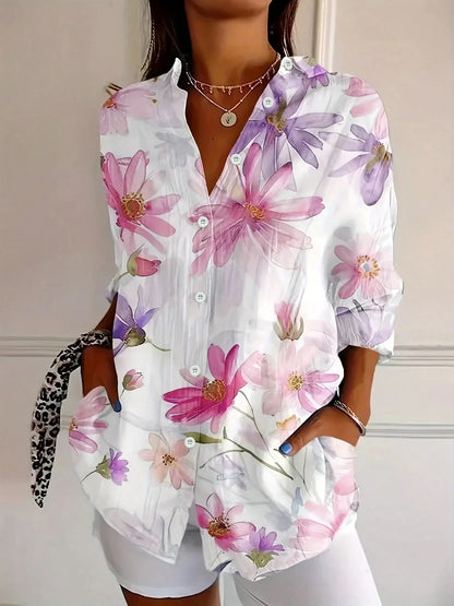 Kleurrijke damesblouse met speelse print - vrolijke stijlvolle blouse
