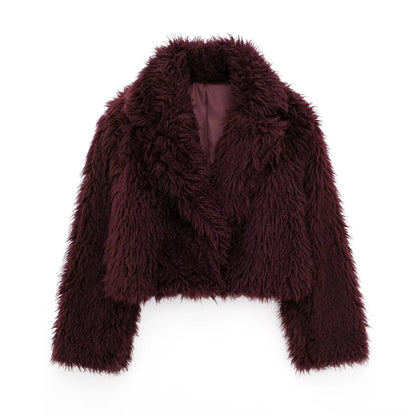 Dames Ferryhill Faux Fur Jas - Luxe in Diep Bourgogne