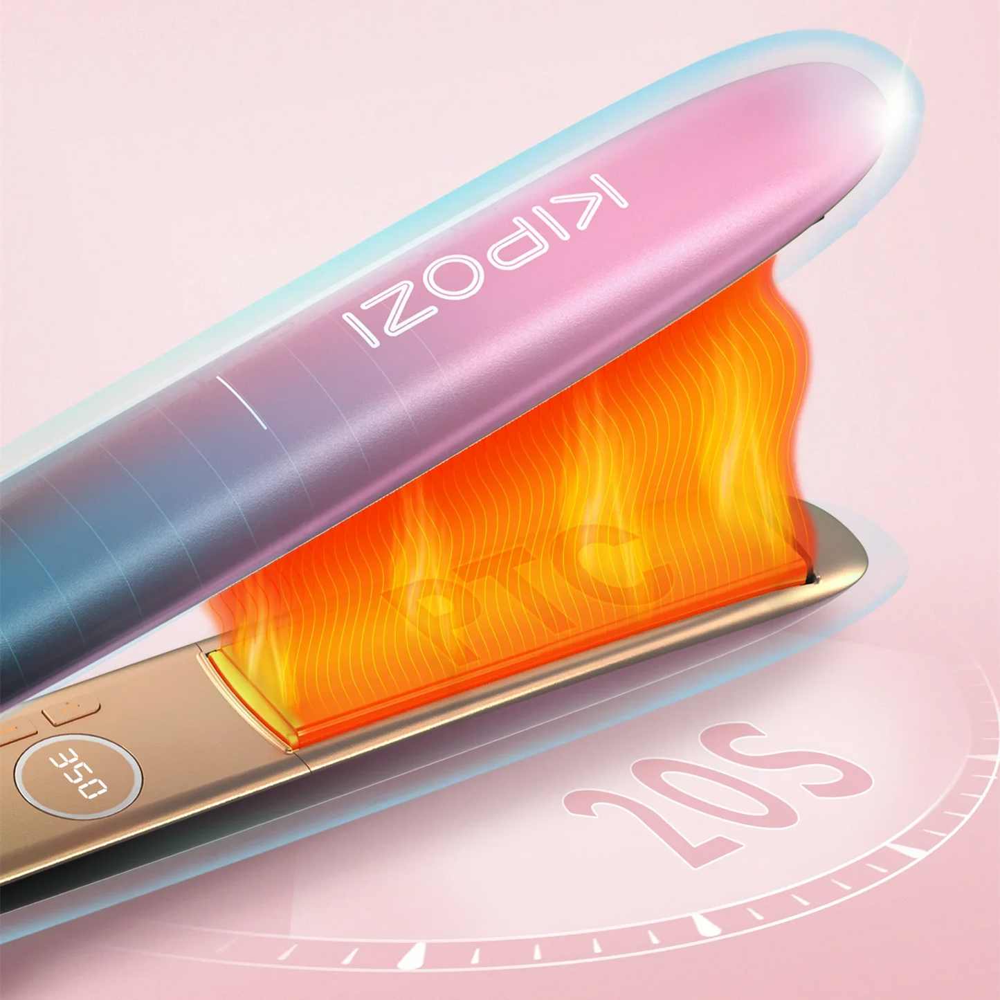 Roze Gouden Haarstijl- en Krultang - Titanium Styler met 3D Zwevende Platen