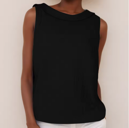 Mouwloze damesblouse met rolkraag - stijlvolle top dames veelzijdig