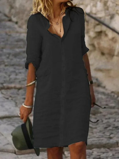 Luxe Linnen Blouse Jurk - Perfecte Pasvorm, Duurzaam & Ademend - Van Casual tot Chic, Ideaal voor Elk Seizoen