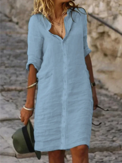 Luxe Linnen Blouse Jurk - Perfecte Pasvorm, Duurzaam & Ademend - Van Casual tot Chic, Ideaal voor Elk Seizoen