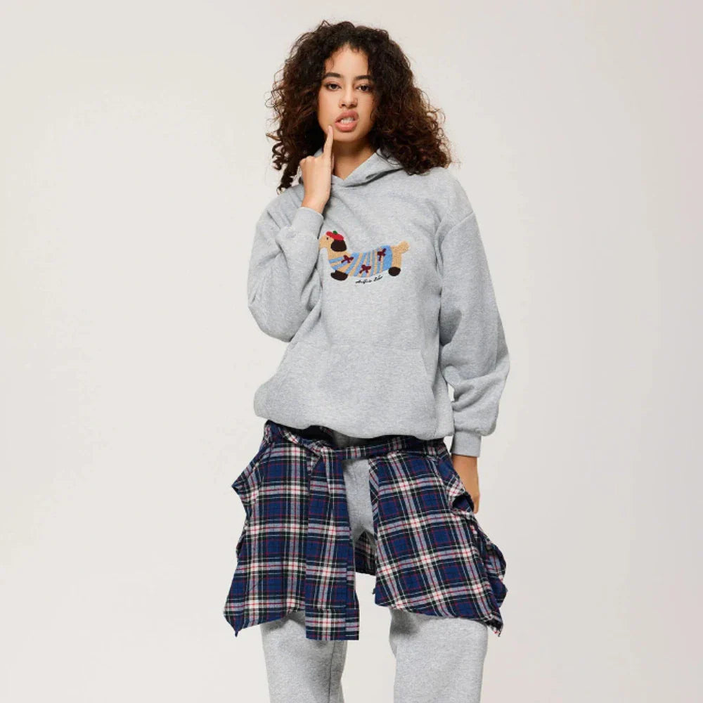 Oversize Hoodie met Geborduurd Hondenmotief - Comfortabel en Casual - Unisex