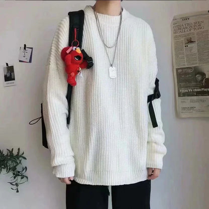 Oversized grofgebreide herentrui in Wit