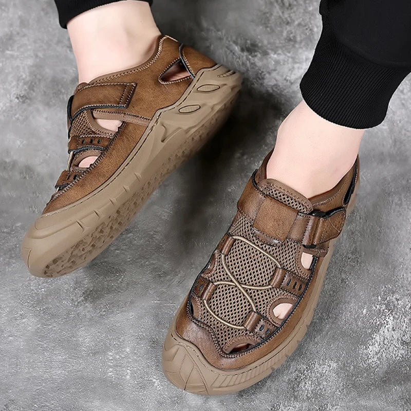 Leren Sandalen voor Heren - Comfortabel, Verstelbaar, Duurzaam Leer, Antislip Zool