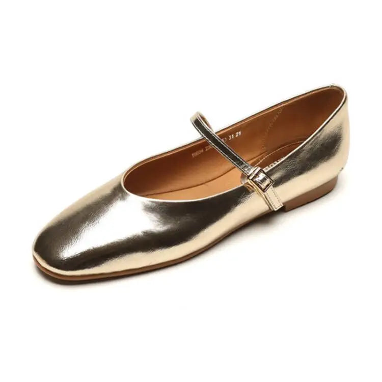 Dames Metallic Leren Ballerina's – Tijdloze Elegant en Comfort