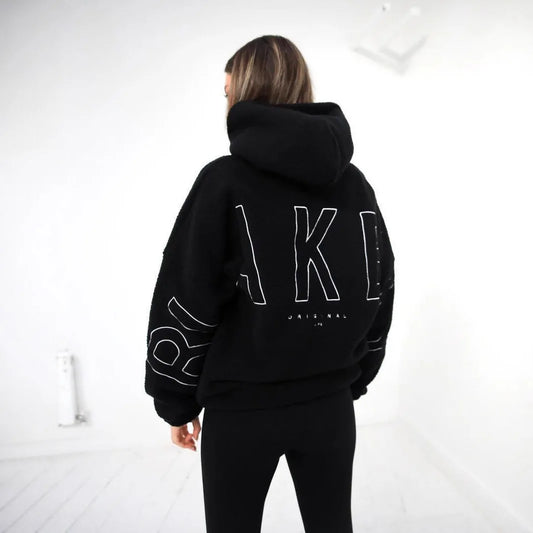 Hoodie van teddy fleece oversized losse pasvorm met capuchon