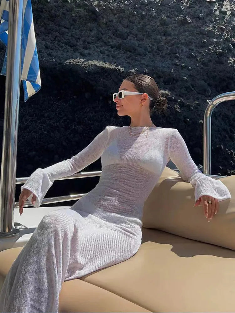 Lange Mesh Jurk met UV-Bescherming – Luxe Zomerjurk met Luchtige Stof & Elegante Pasvorm