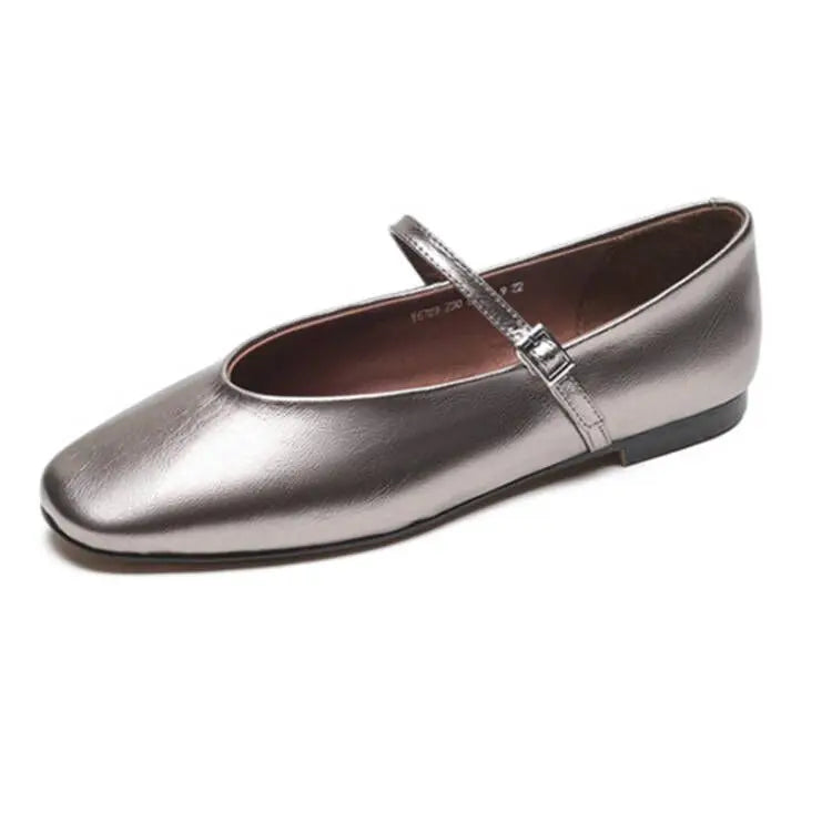 Dames Metallic Leren Ballerina's – Tijdloze Elegant en Comfort