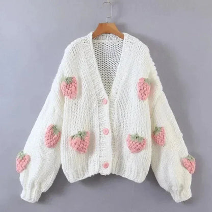 Schattig Aardbeien Vest - Dames - Warm, Trendy en Perfect voor Herfst en Winter