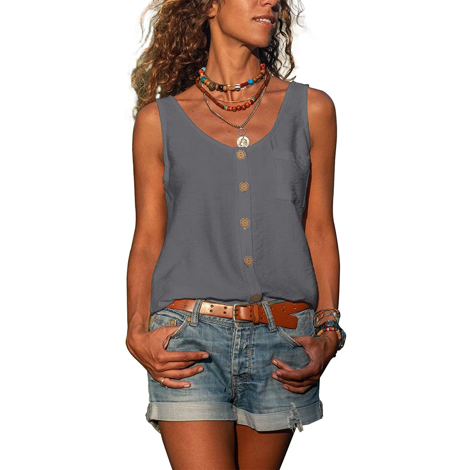 Dames tanktop in Ibiza-stijl, luchtig en vrouwelijk