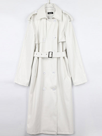 Franca - Dames Trenchcoat - Zwart - Kunstleder