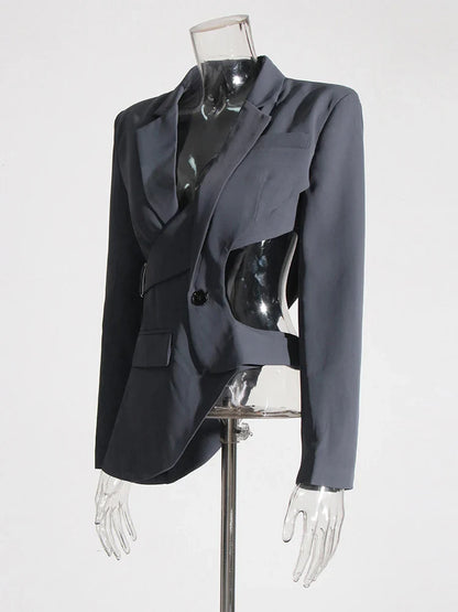 Asymmetrische Blazer - Grijs - 100% Polyester