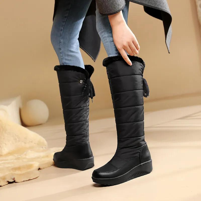 Kniehoge Winterlaarzen met Bontvoering - Warme Dameslaarzen met Antislip Zool