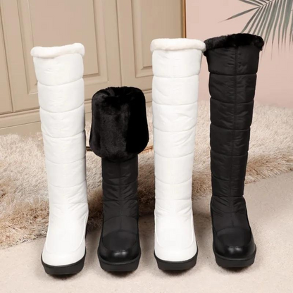 Kniehoge Winterlaarzen met Bontvoering - Warme Dameslaarzen met Antislip Zool